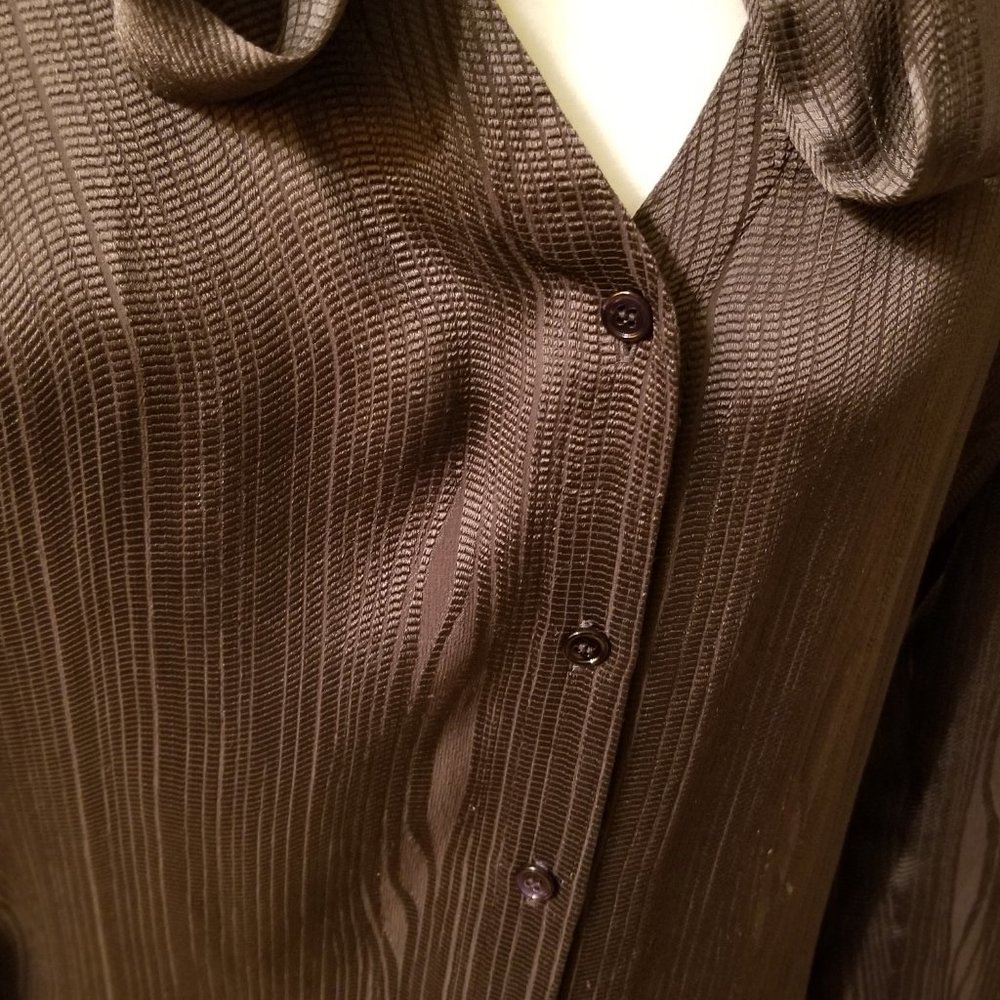 Akris Punto Silk Button Down Blouse Size 8 Gray - Picture 2 of 5